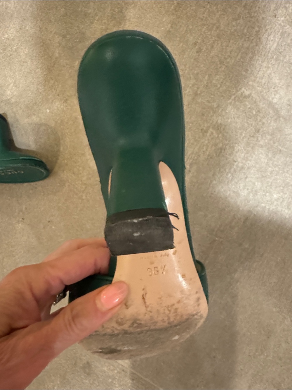 Gucci Teal Quilted Leather Slide Mules with Gold Double G - Picture 5 of 6